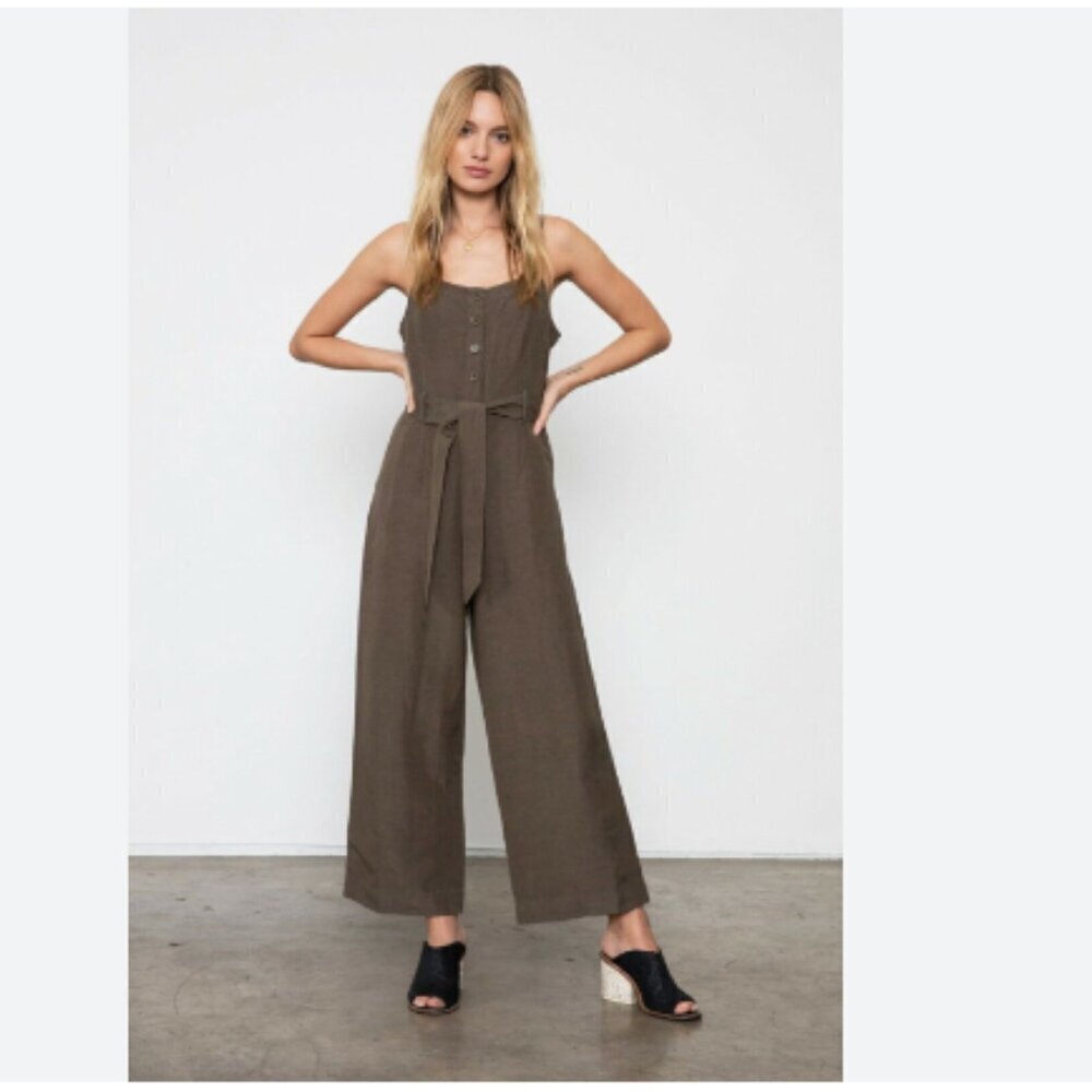Rails Harper Button Front Cropped Linen Jumpsuit … - image 2